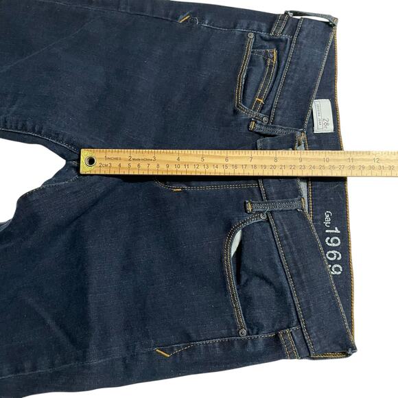 Gap 1969 Womens Jeans Size 28 Legging Jean Mid Rise Dark Wash Zip Fly Blue Denim - Picture 10 of 11
